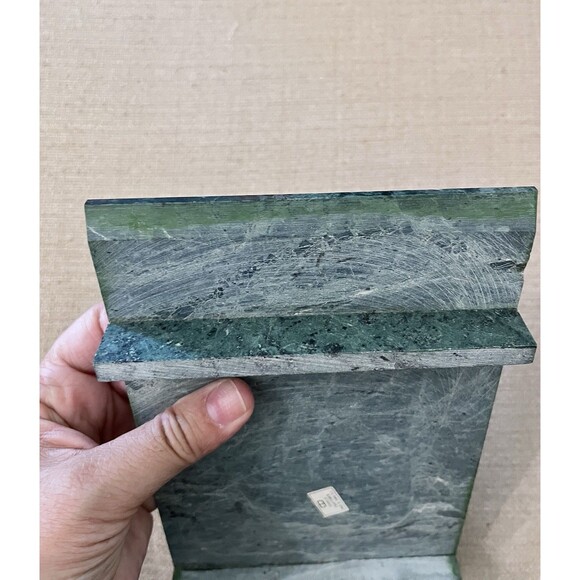 Green Marble Riser Stand Chinese Craftsmen Rectangle Vintage Display 9x5 Inches - Picture 6 of 9